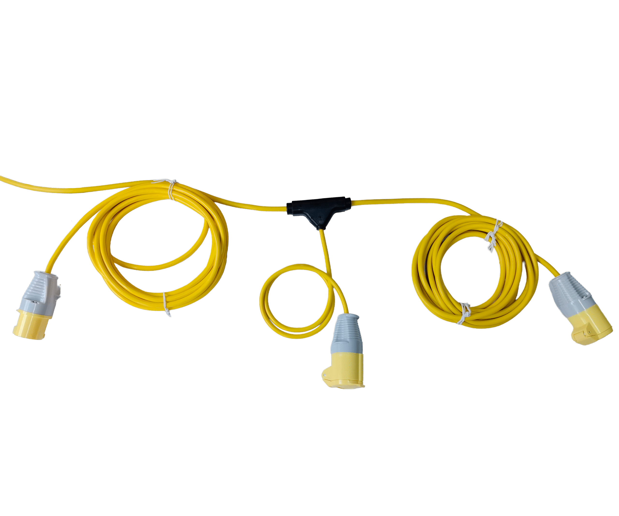 110V Single Moulded 100m Power Drop - 19x1m 16A Sockets IP44